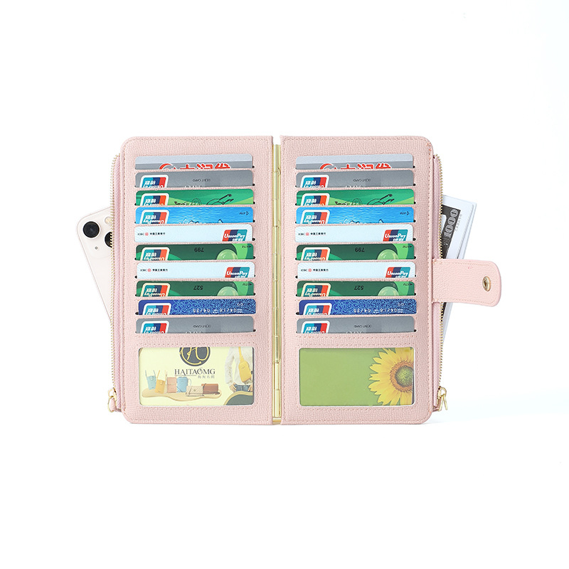 Haitao pantalla táctil bolso del teléfono móvil de las mujeres multi-tarjeta monedero multi-funcional de gran capacidad crossbody cremallera titular de la tarjeta