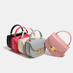 凱旋門鞍包本革ハンドバッグ女性高級感miniロック豆腐包小方包シングルショルダーバッグ