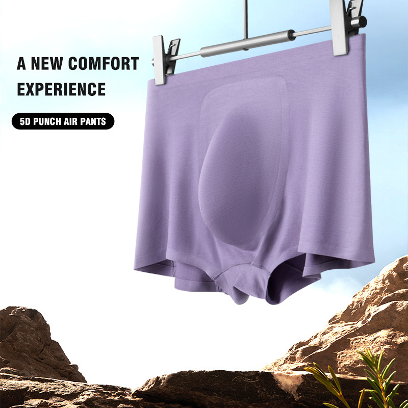 New Modal Underwear Men's 3D One-piece Non-marking Breathable Men's Boxers Youth Large Pocket Solid Color Trousers