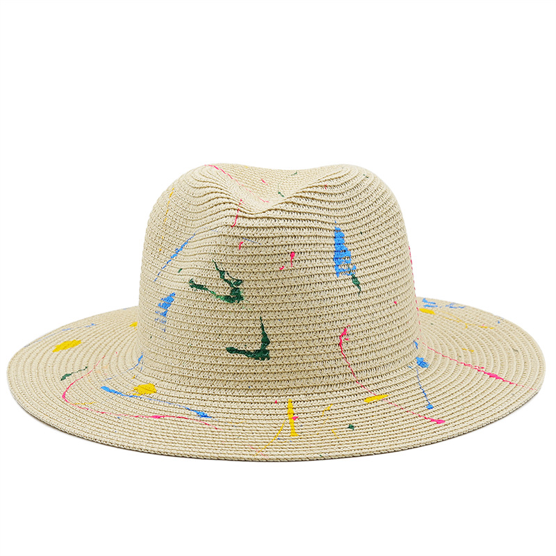 Summer Fashion New Painted Lacquer Graffiti Straw Hat display picture 4