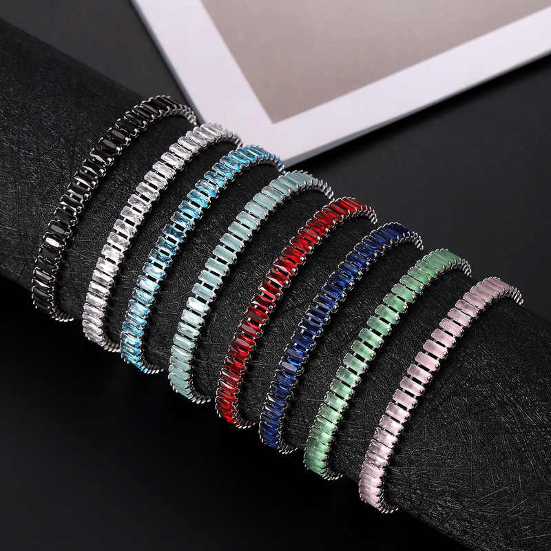 Europe and the United States cross-border hot 2.5*5mm color rectangular zircon bracelet fashion men's and women's tennis bracelet