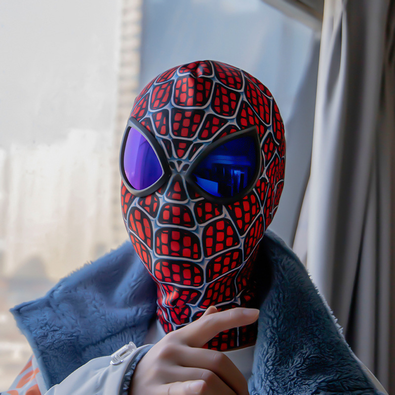 3鋼鉄のスパイダーマンの連体のマイルズのマスクの服装のcos英雄の遠征の頭のカバーのマスクは目のマスクを責めます。|undefined