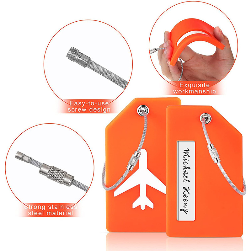 飛行機の荷物タグ、搭乗券、航空会社の荷物タグ、シリコン製のスーツケースタグ、トロリーケースタグ、シリコン製のタグ|undefined