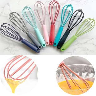 Factory supply creative colorful color series 6 inch stainless steel silicone egg beater multi-color mini egg beater