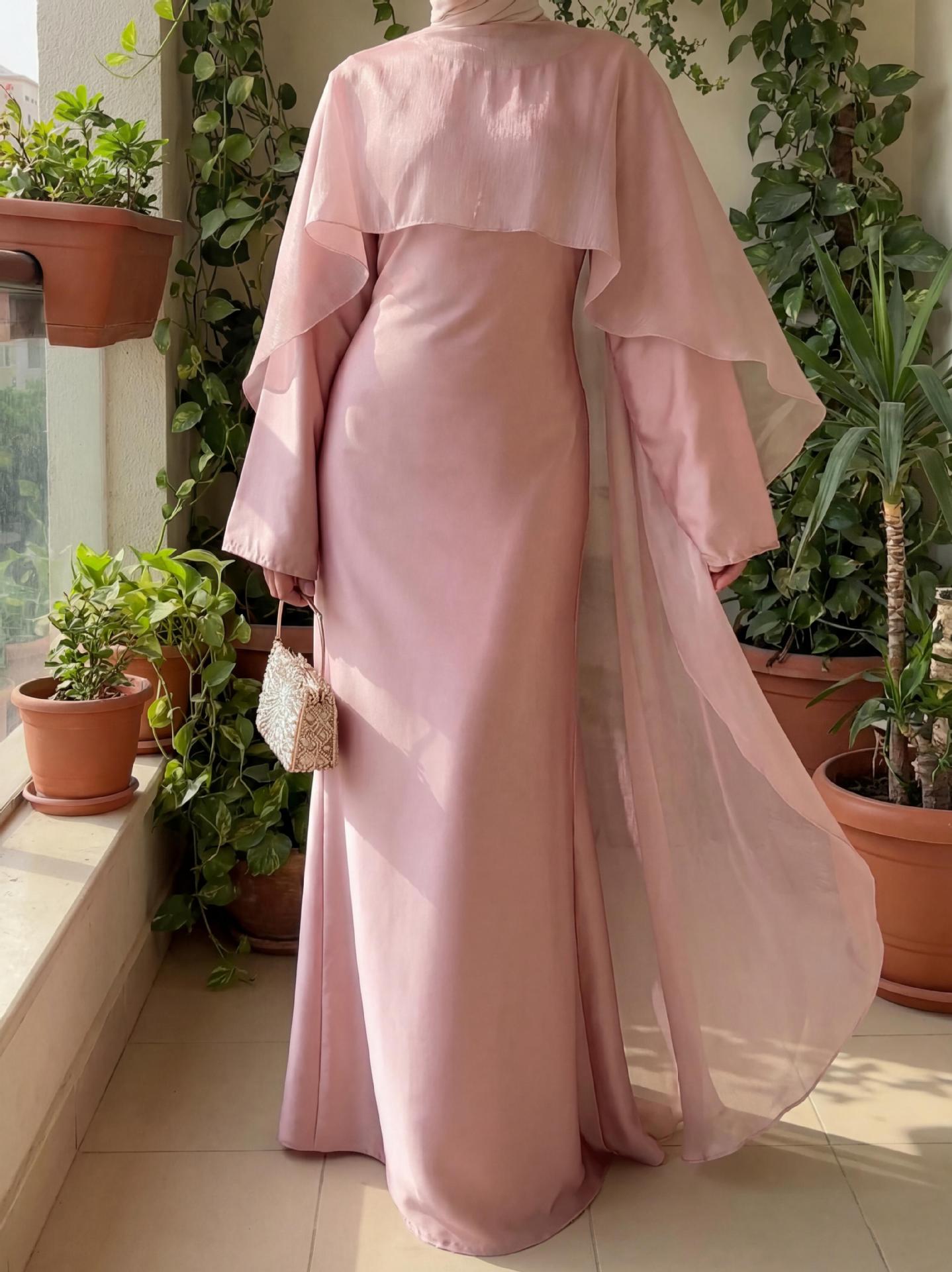 Elegant Long Sleeve Maxi Dress for Women Tie-Waist Casual Formal Muslim-Friendly Attire Elegant Modest Flowy_ecoleips.com