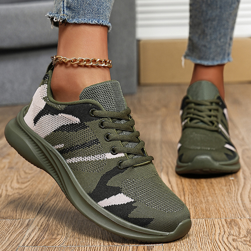 Lovers Shoes Outdoor Tooling Shoes Rubber Wear-resistant Non-slip Fly-woven Mesh Shoes Soft-soled Camouflage Casual Work Shoes for Men