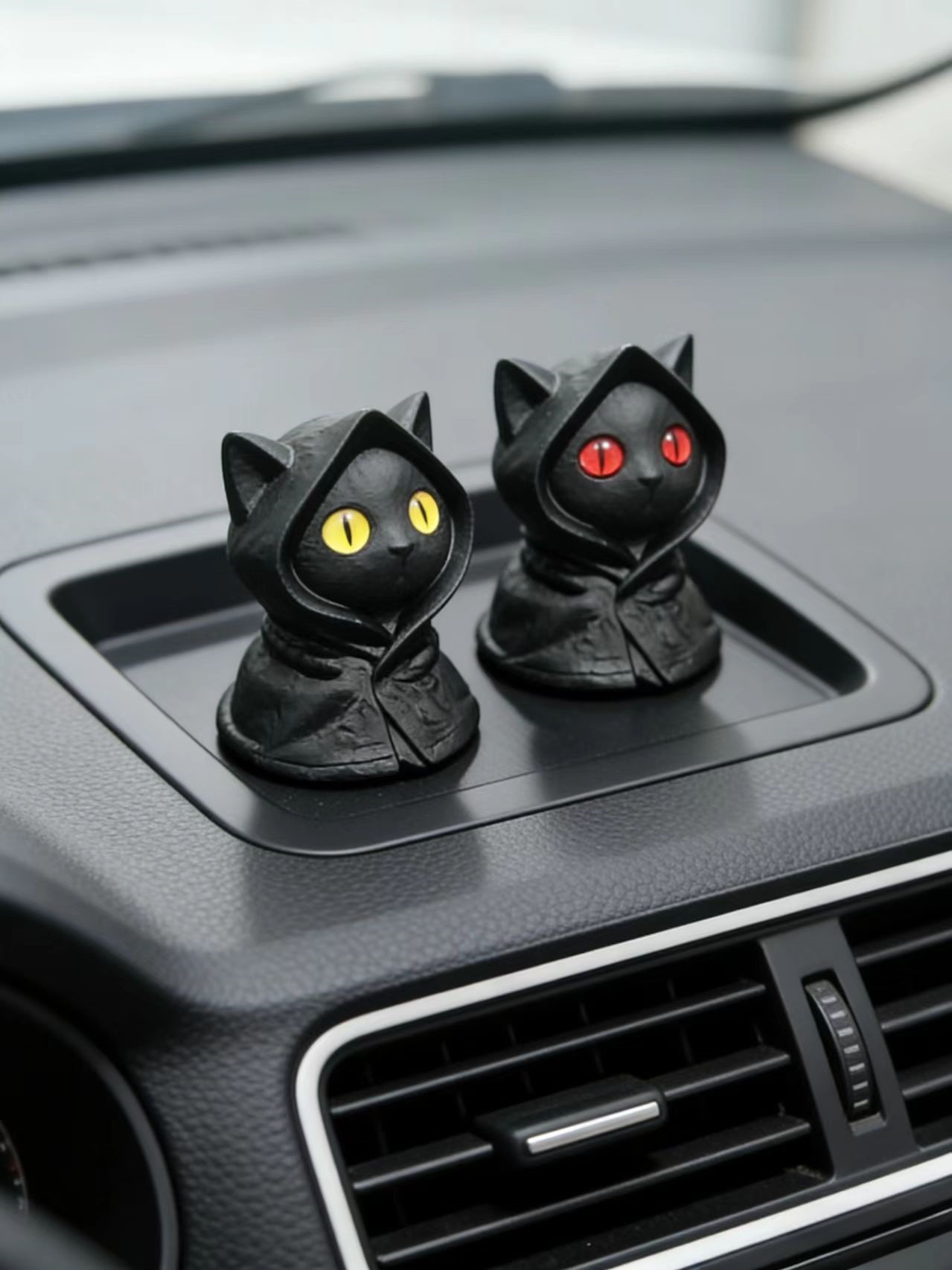 Super Cute Cat Car Ornaments, High-Quality Dark Night Black Cat Decorations for Car Dashboard and Rear