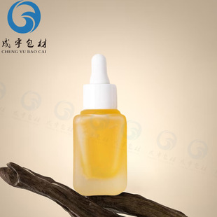 in stock 30ml thick bottom square empty bottle rubber head dropper essence transparent round shoulder essence bottle cosmetic packaging material