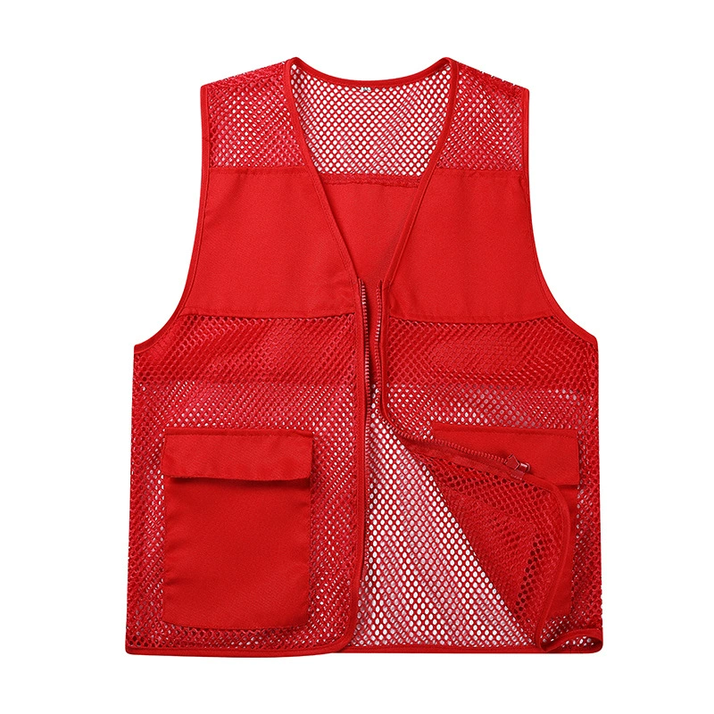 Летний дышащий сетчатый жилет Сетчатый рекламный жилет Обработка добровольцев Сетка Волонтерская рабочая одежда Печать логотипа