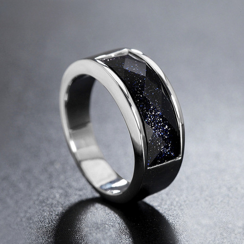 R0023-HK03 Fashionable & Minimalist European/American Gemstone Titanium Steel Ring for Men and Women