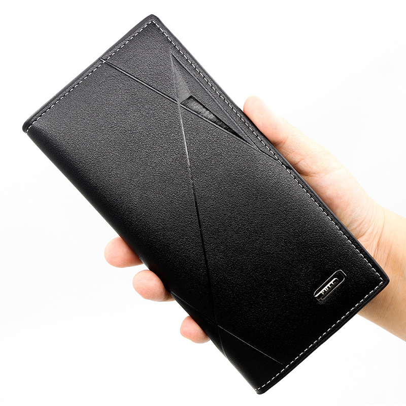 Nueva cartera de los hombres de negocios de longitud media cartera de los hombres de color sólido de la PU carta de cuero 3 veces la cartera de la cartera al por mayor