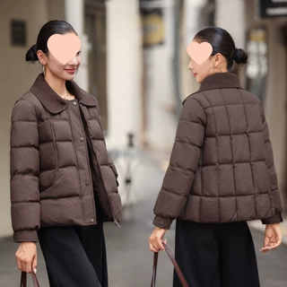 实拍2026大码新款时尚洋气双层翻领棉服女秋冬新款短款棉衣外套
