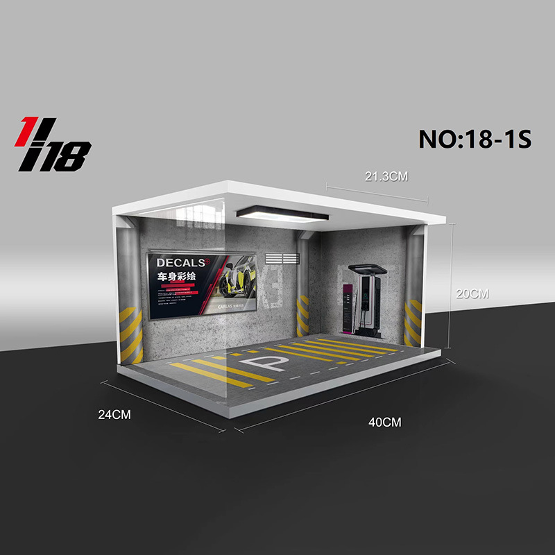 Comercio exterior al por mayor garaje transfronterizo con luces auto-instalado PVC aparcamiento adecuado para 1:18 montado adornos de pared de fondo