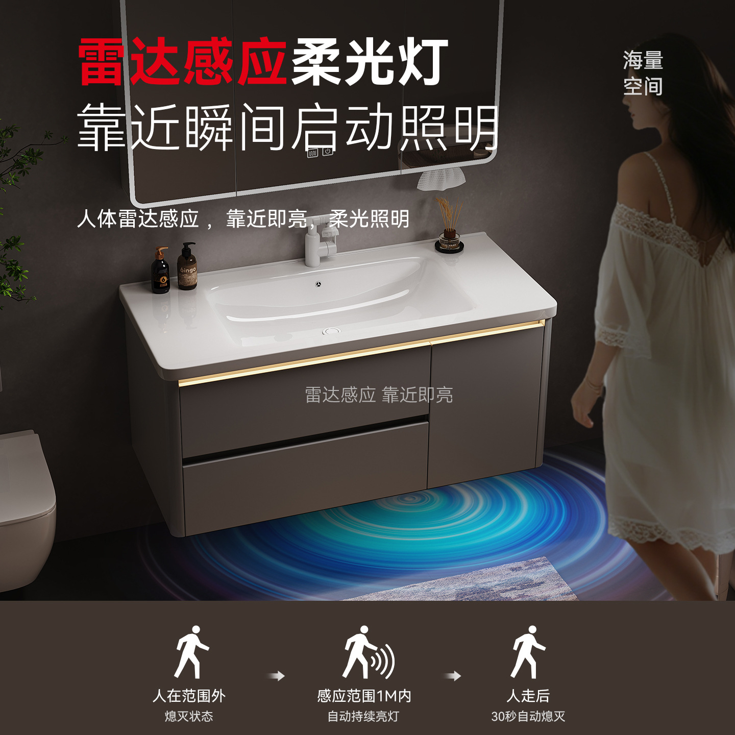 gabinete de baño de aluminio a prueba de humedad panal de cerámica gabinete de baño de baño de cerámica gabinete de inducción de doble ventura gran lavabo de cerámica gabinete de baño