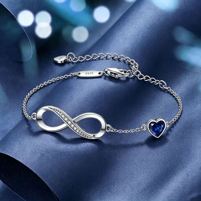 CroSS-border ClaSSic S925 Sterling Silver Bracelet for Women European and American Infinite Eternal 8-character Heart-Shaped Shiny Heart-colored Diamond Bracelet CroSS-border ClaSSic S925 Sterling Silver Bracelet for Women European and American Infinite Eternal 8-character Heart-Shaped Shiny Heart-colored Diamond Bracelet