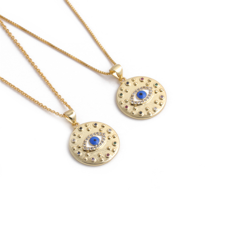 fashion devilu0027s eye heart pendant copper micro-inlaid zircon necklace