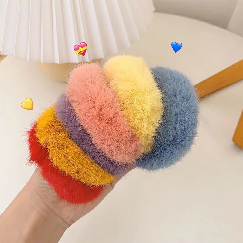 イミテーションラビットファードーナツヘアバンドミンクヘアロープ毛皮の帽子多用途ぬいぐるみヘアロープ日本と韓国のファッションヘッドアクセサリー|undefined