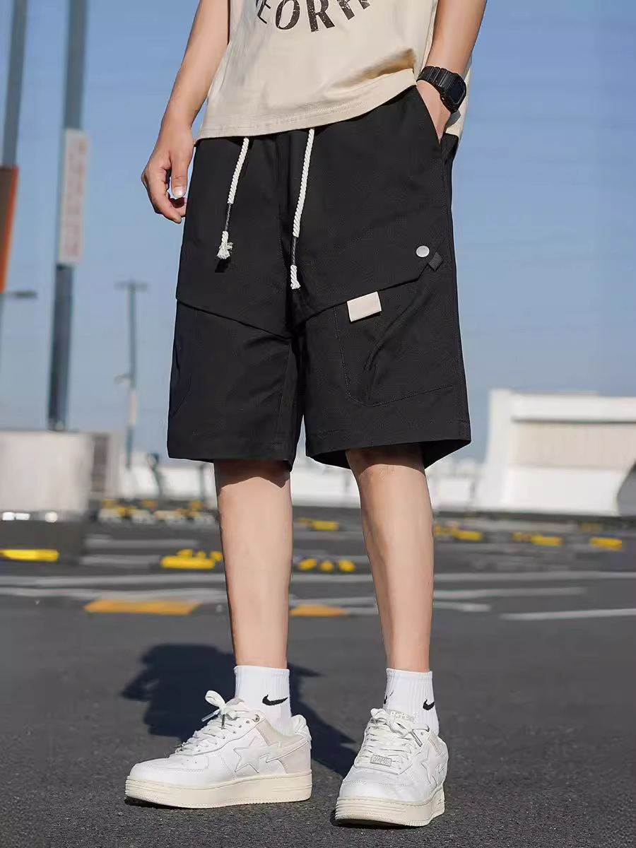 Pantalones cortos de herramienta de moda para hombres, guapo estilo de puerto, pantalones casuales de cinco puntos largos, pantalones cortos de hombre, pantalones medianos