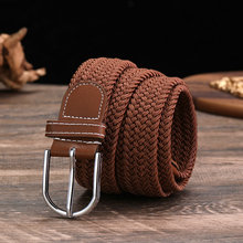 厂家批发弹力编织腰带休闲针扣女士帆布裤带男士松紧皮带110cm