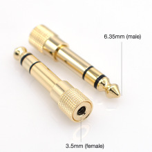 铜合金6.3转3.5转接头镀真金6.5mm转3.5mm音频转接头小转大