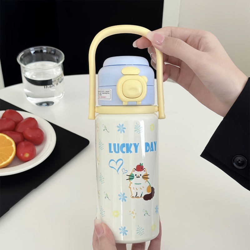 高颜值户外便携提手双饮直身水杯创意礼品不锈钢保温杯可印制logo|undefined
