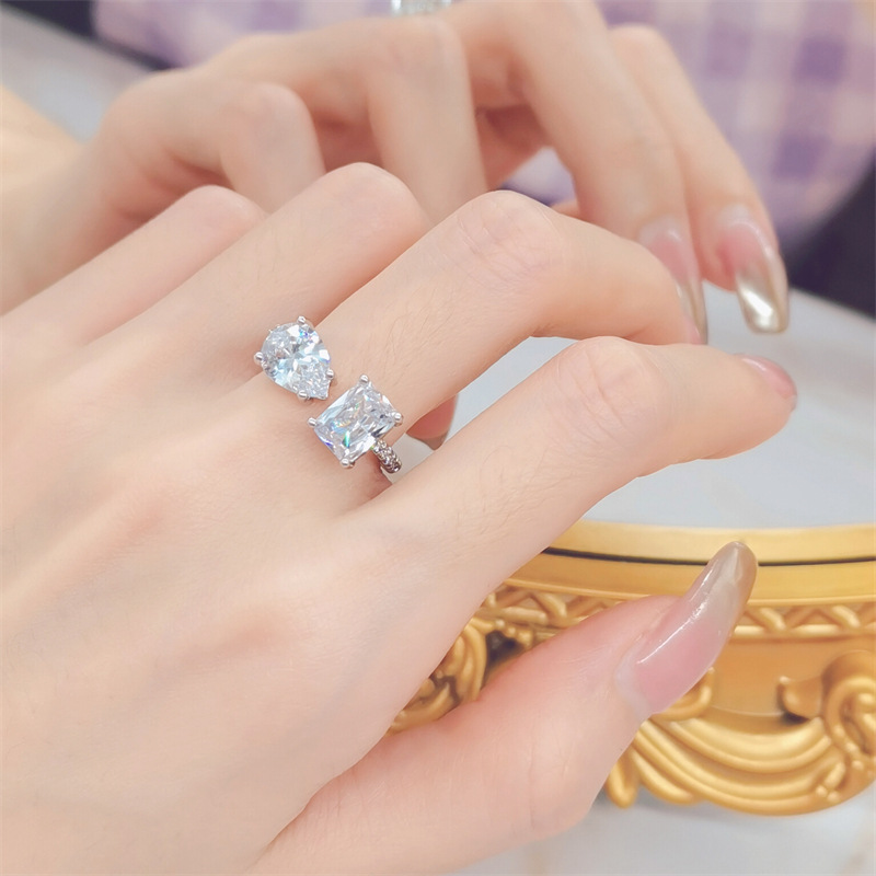 1 Piece Simple Style Asymmetrical Artificial Gemstones Plating Womenu0027S Open Ring