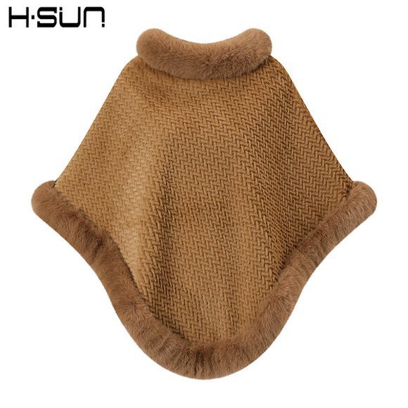 Capa tipo chal de otoño e invierno 2026, nueva bufanda de piel sintética de conejo, abrigo de punto para mujer, prenda exterior holgada y versátil. image 20