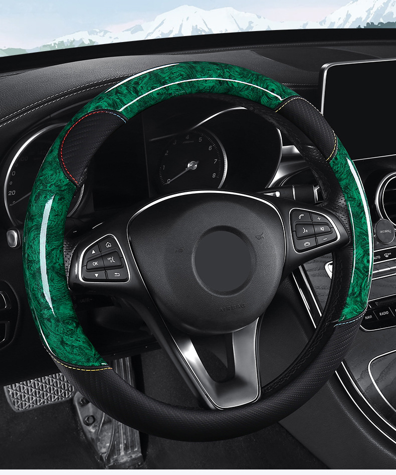 Factory Wholesale Four-Season Universal Anti-Slip Sweat-Absorbent Crystal Peach Wood Grain Car Steering Wheel Cover Protective Cover for Car