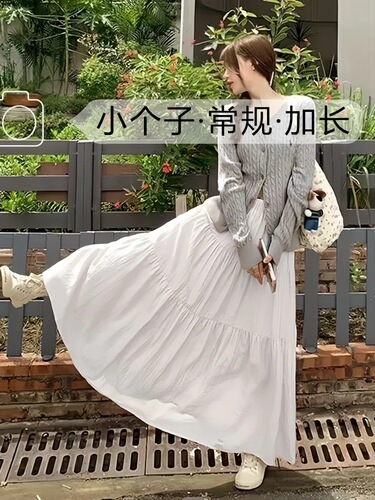 2026 pleated A-line semi-skirt summer high-waisted trendy fashion new Chinese forest system temperament long pure color dress