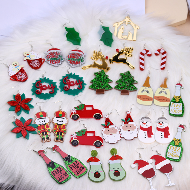 Fashion Christmas Tree Letter Snowflake Arylic Patchwork Women's Drop Earrings 1 Pair display picture 3