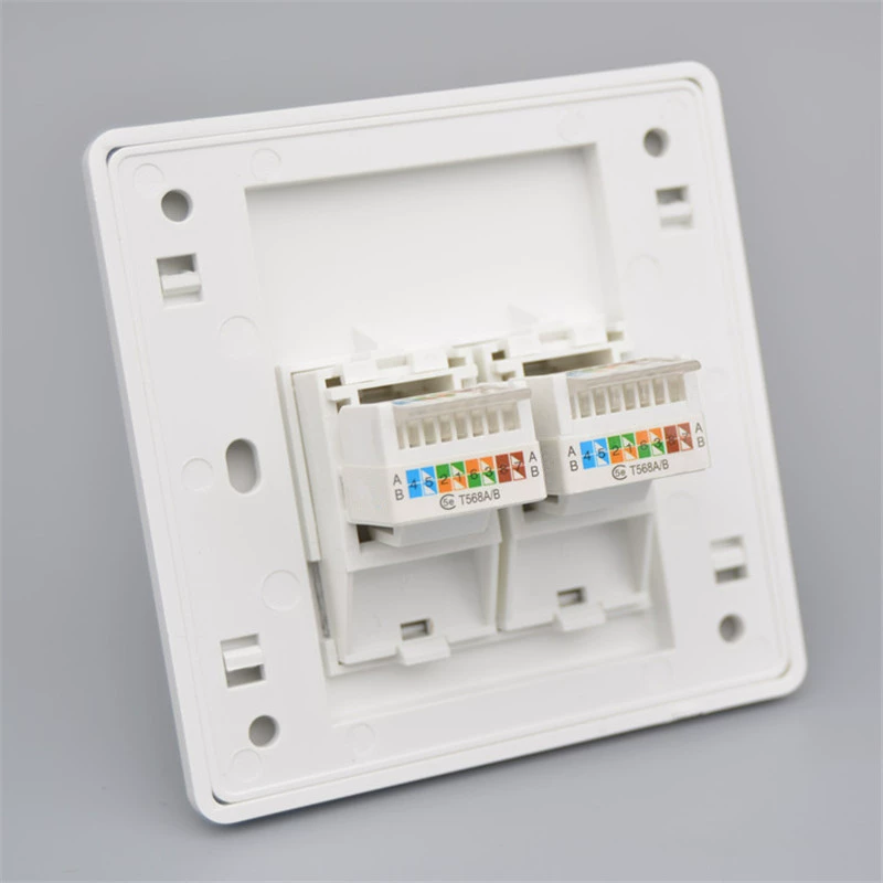 Двухпортовый компьютерный разъем типа 86, двухпозиционная сетевая панель CAT5E Super 5, 2 розетки для сетевого кабеля RJ45 без перфорации