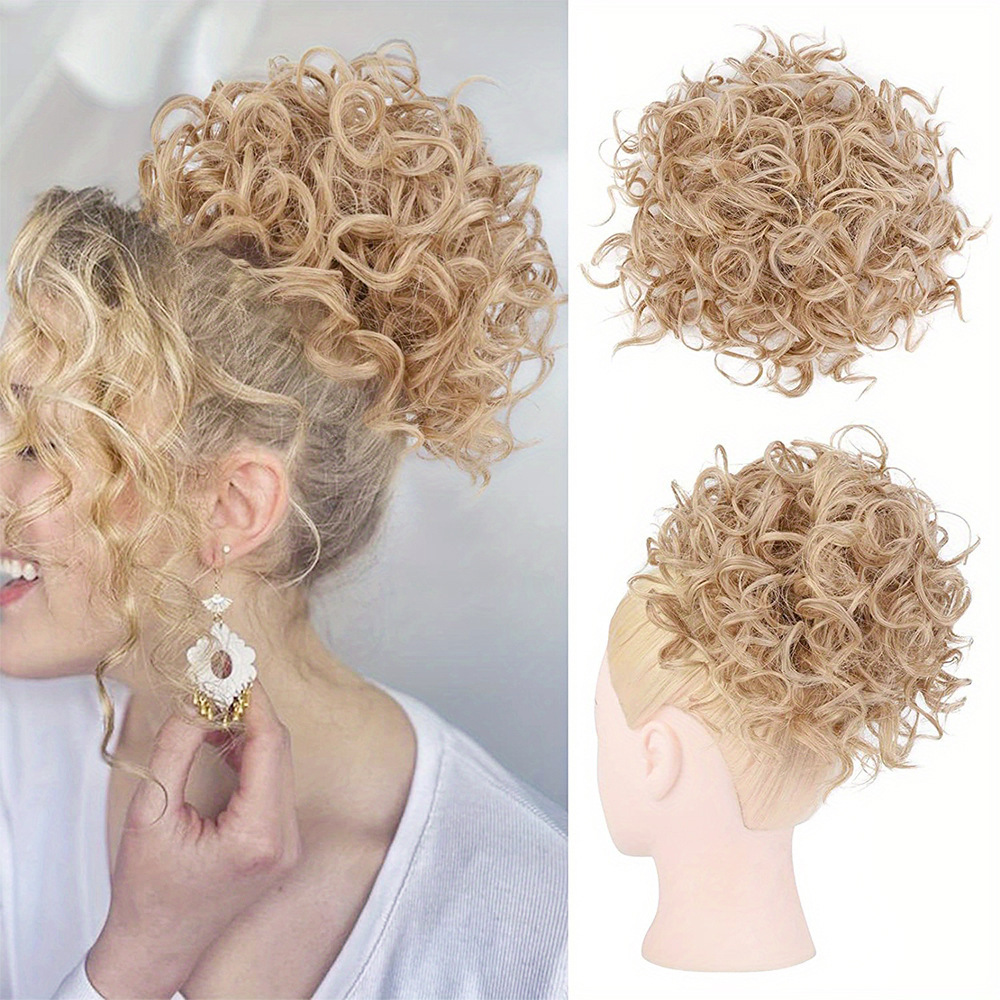 Damas rizadas peinadas europeas y estadounidenses desorden pequeño rollo fibra sintética peluca cuerda de dibujo adornamiento para el cabello