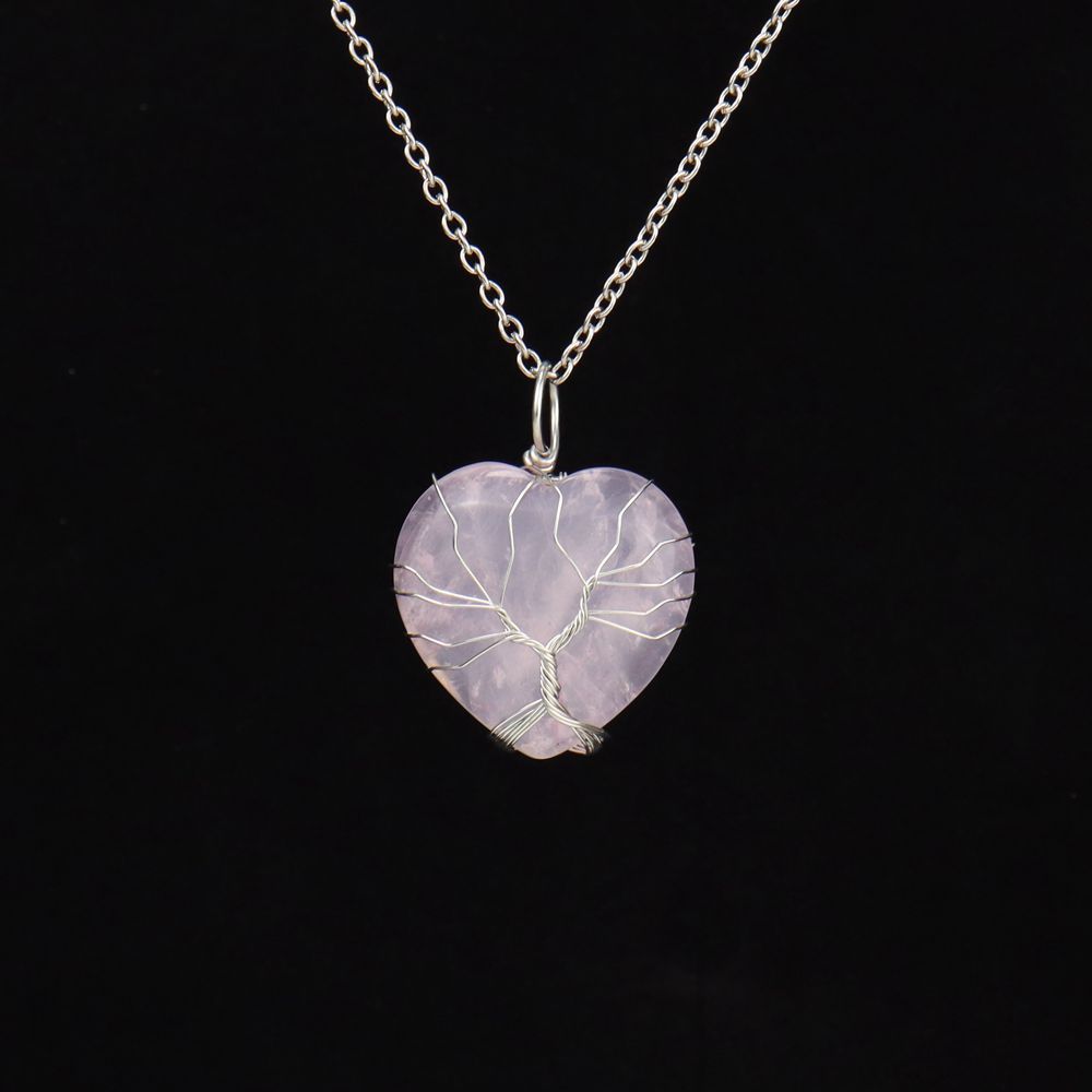 Retro Heart Shape natural stone Copper Plating Pendant Necklace 1 Piece