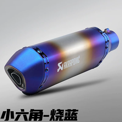 Motorcycle exhaust pipe Small Hexagonal Scorpio Exhaust Stainless - 370mm-small-hexagon-burnt-blue