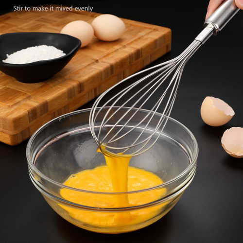 Stainless steel round tube egg beater manual egg mixer handheld cream whipper kitchen baking tools