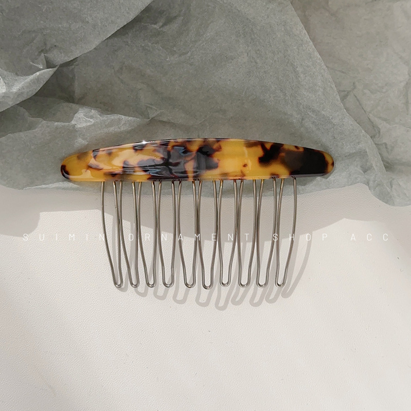 Flequillo en la frente insertar peine pelo roto acabado artefacto acetato horquilla Cabeza trasera femenina insertar reverso peine del pelo horquilla del tocado