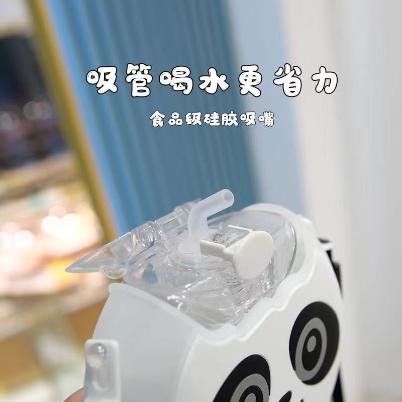 儿童甜甜圈水杯卡通塑料吸管杯幼儿园学生可爱抖音网红水壶防摔杯