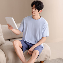 2025新款夏季睡衣男舒适纯棉短袖短裤青少年透气宽松家居服可外穿