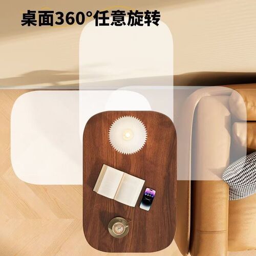 Height-adjustable, rotatable bed with movable sofa accents—luxury-style bedside table and sleek, high-end computer desk for living room and bedroom.