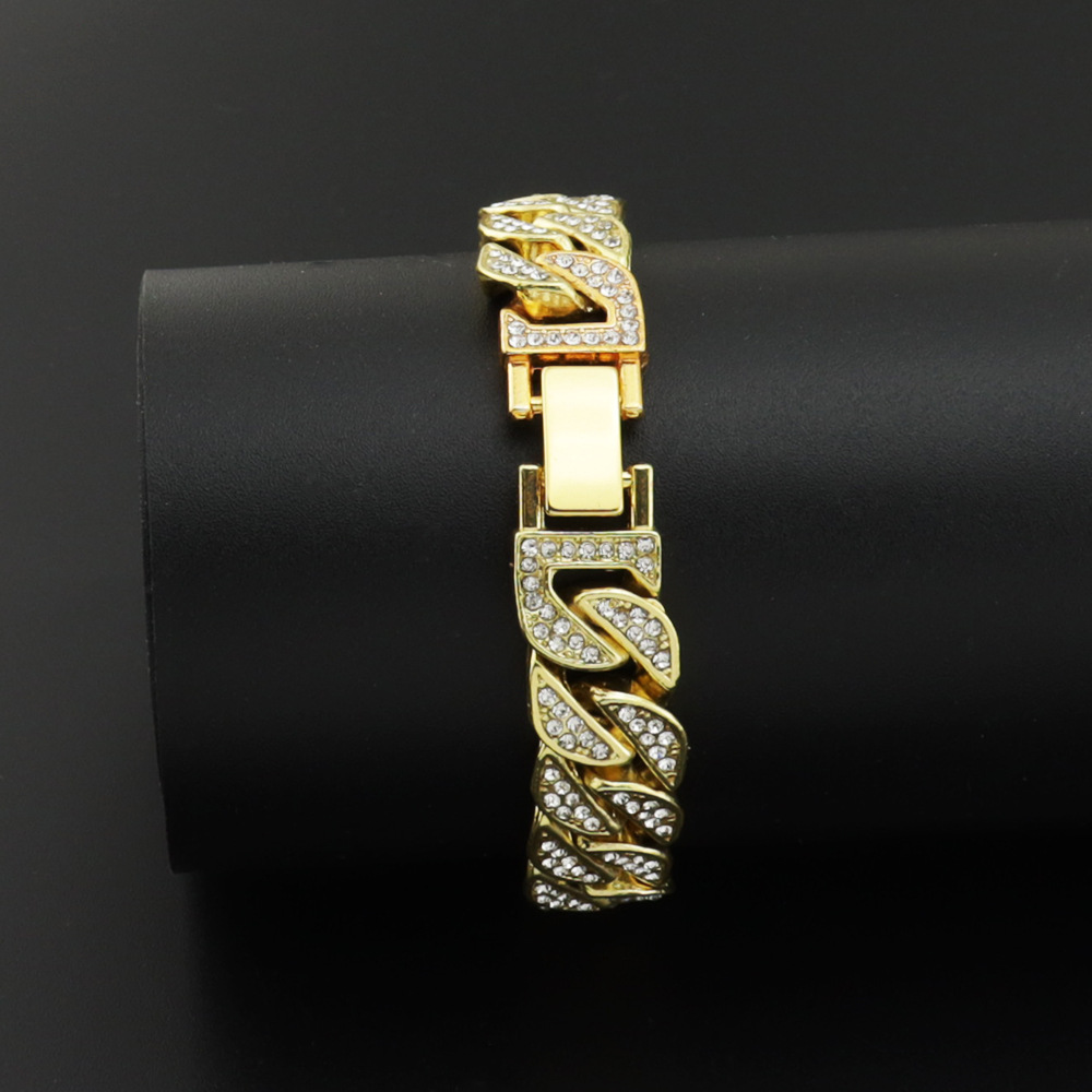 Unbranded Leaf Cuban Chain Bracelet Metal Strass Gold