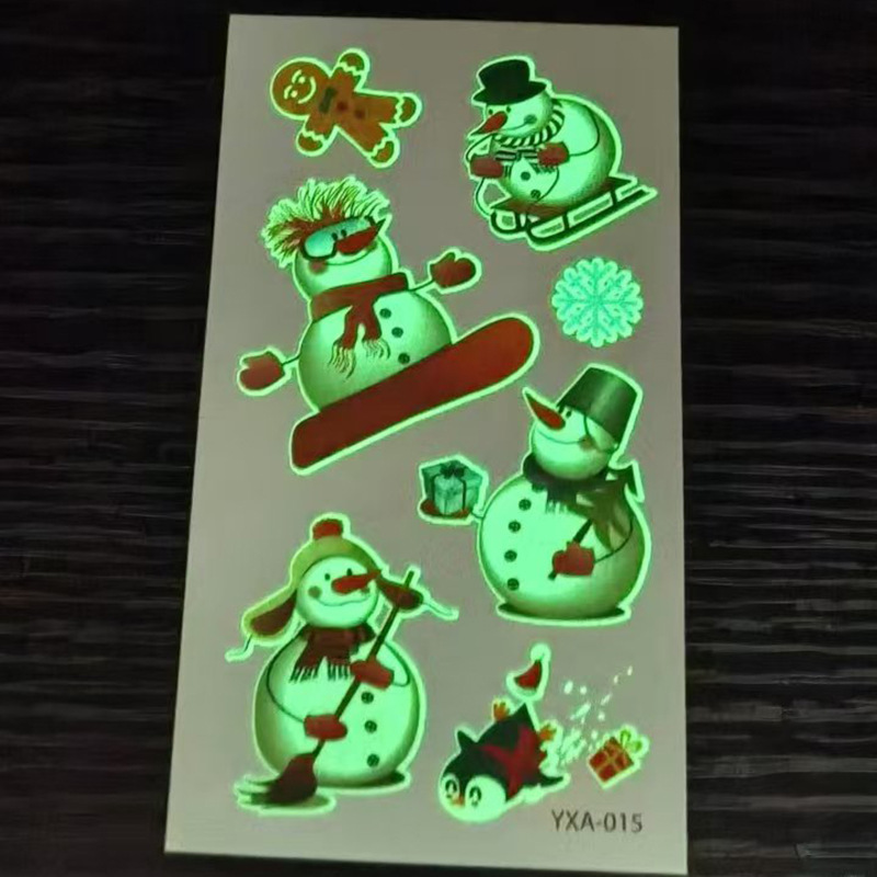Christmas luminous tattoo stickers luminous waterproof sweat cute cartoon holiday party temporary stickers face stickers wholesale Christmas luminous tattoo stickers luminous waterproof sweat cute cartoon holiday party temporary stickers face stickers wholesale