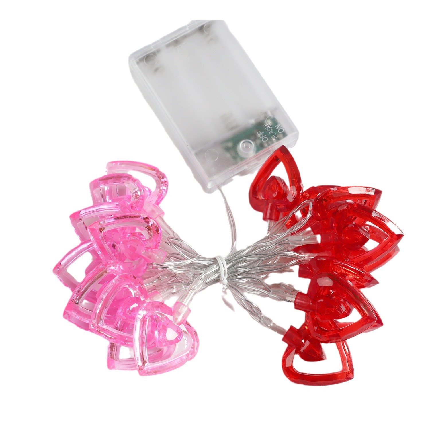 Nuevo LED Día de San Valentín Rosa doble amor batería luz cadena habitación dormitorio fiesta Decoración Luz cadena