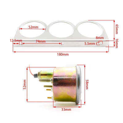 automobile instrument Triple Gauge 12V 2-Inch 52mm
