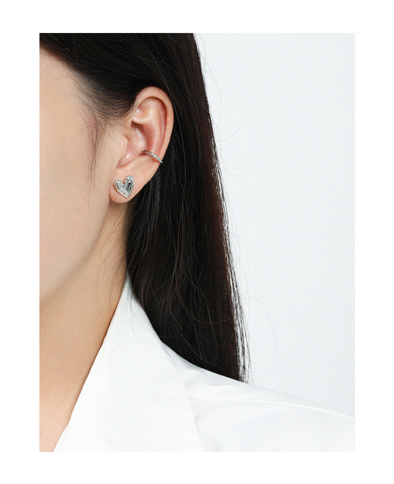 Heart Shape Pattern Women'S Gender 1 Pair 925 Sterling Silver Heart Shape Ear Studs