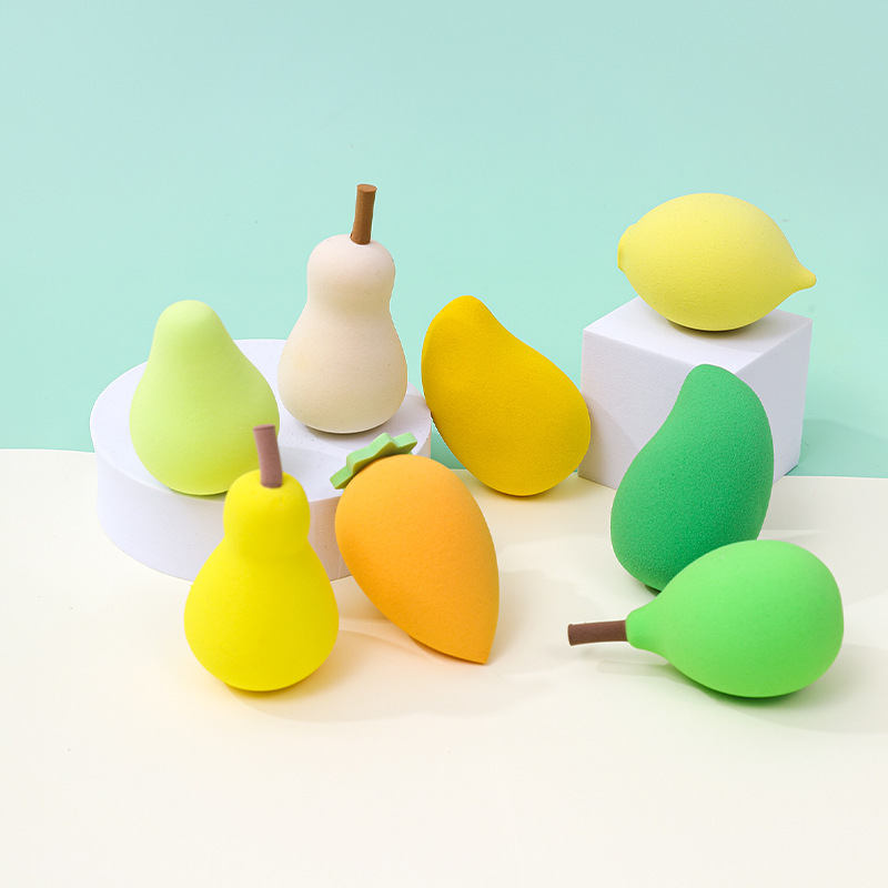 Frutas personalizadas huevo de belleza polvo de forma extraña melocotón pera mango limón aguacate maquillaje esponja maquillaje de belleza