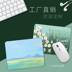 小号油画风网红鼠标垫小清新绿色小花笔记本方形滑鼠墊跨境桌垫