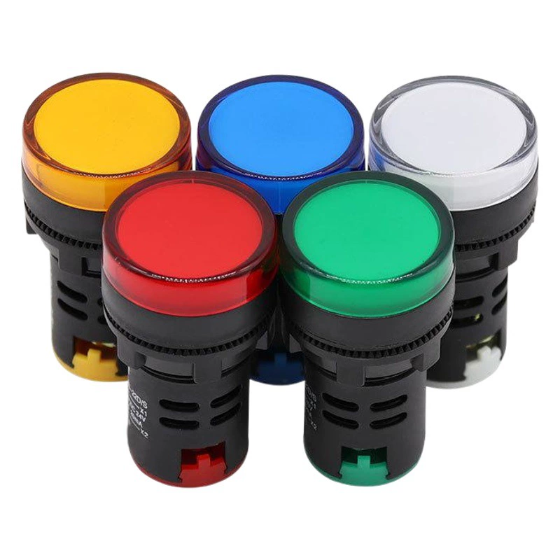 Сплошной светодиодный индикатор AD16-22DS сигнальная лампа 220 В 380 В красный зеленый желтый синий белый отверстие 22 мм