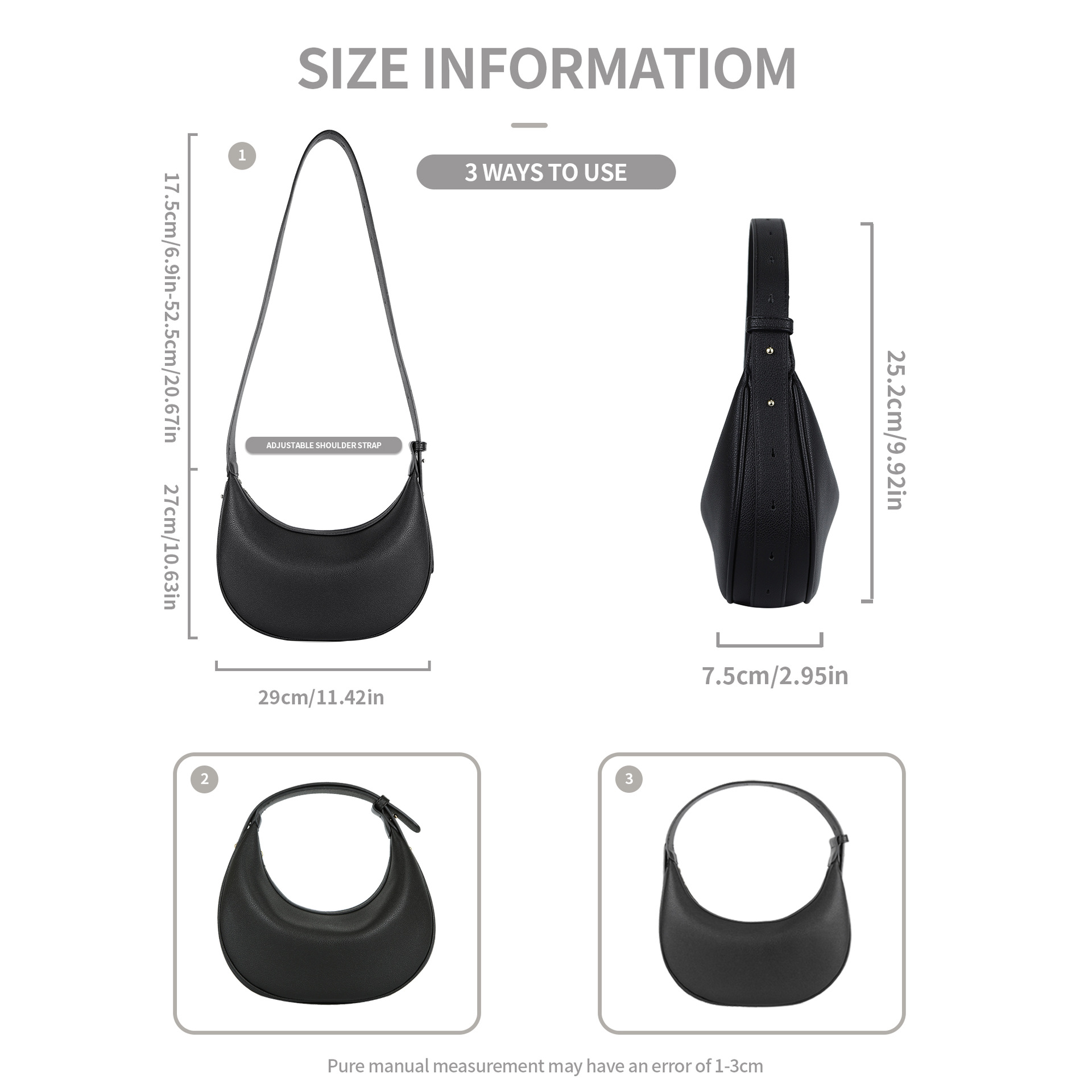 Underarm Bag Bags Type Women's Pu Leather Solid Color Basic Classic Style Dumpling Shape Zipper Underarm Bag
