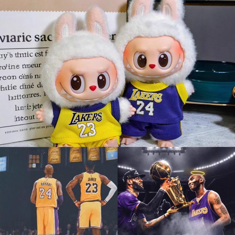 First, Second, and Third Generation Labubu Nba Lakers Denver Event Blue Jersey Gaji Cry Doll Dimoo Labubu Doll Clothes