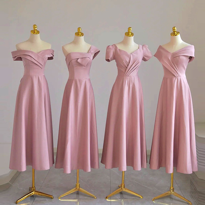 Bridesmaid Dresses 2026 New Spring Pink Petite Wedding Fairy-Style Sister Group Dresses Factory Supply